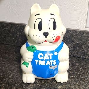Vintage Meowing Cat treat jar 1992